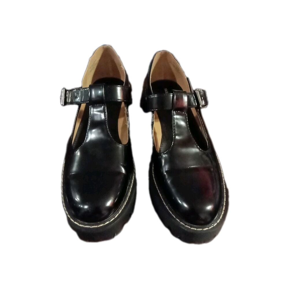 Madden Girl Black Platform Mary Jane T-Strap Lug Sole Shoes Womens 8.5